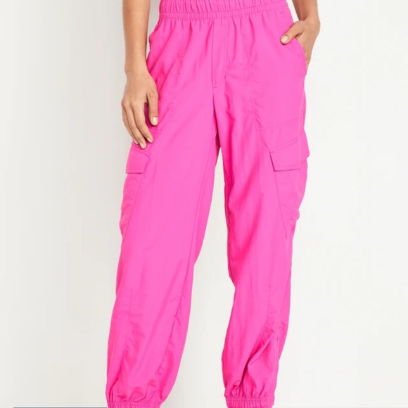 NWT OLD NAVY High-Waisted Ankle-Zip Cargo Jogger  PANTS  Flamingo FeatheLARGE - Picture 2 of 9